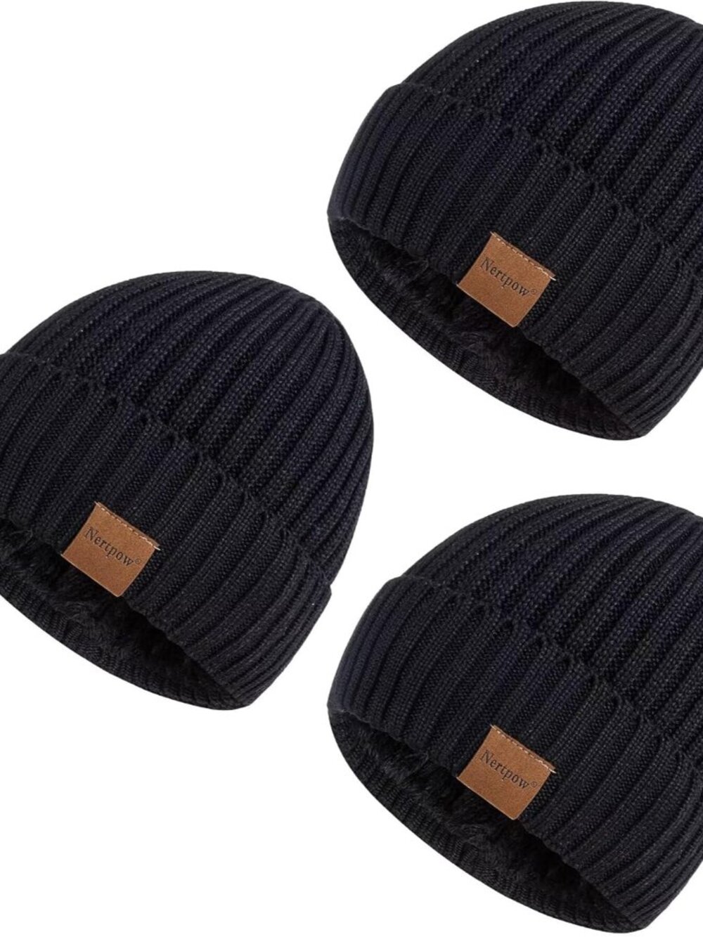 Mens Beanie Hats 3 Pack, Winter Hats for Men Women Warm Thermal Fleece Lined, Th